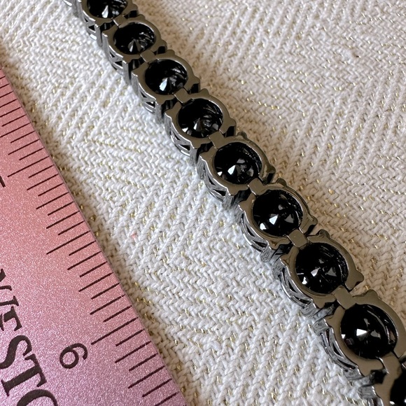 Jet Black CZ Impression Tennis Bracelet Set in Hematite by Park Lane Jewelry - Picture 4 of 8